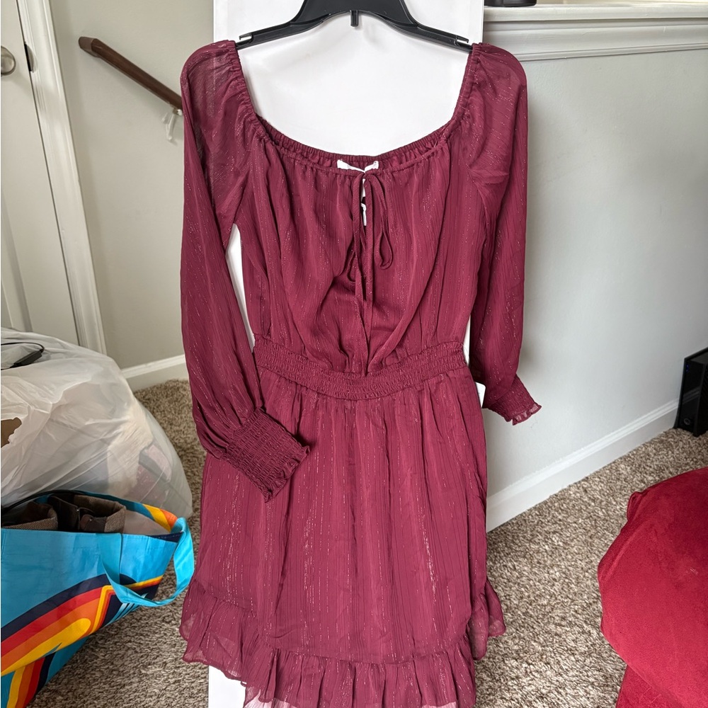 Nordstrom Deep Red Long Sleeve Dress
